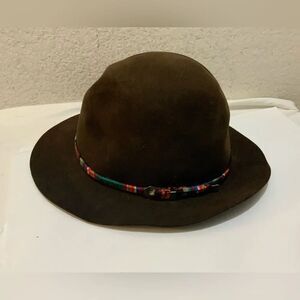 Vintage Biltmore Royal Fedora Hat Mens 7 1/8 Brown Leather